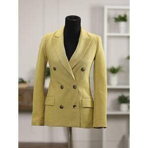 Wilfred Margaux Style Double Breasted Blazer Size 00 Yellow Windowpane Plaid